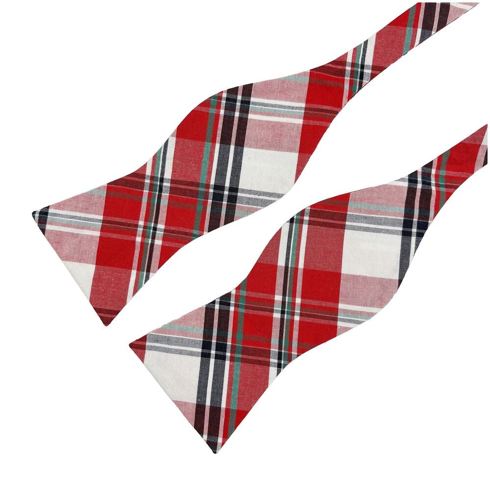 Tommy Hilfiger Bow Tie Men's Red Plaid Tartan Self Tie Adjustable Preppy Holiday
